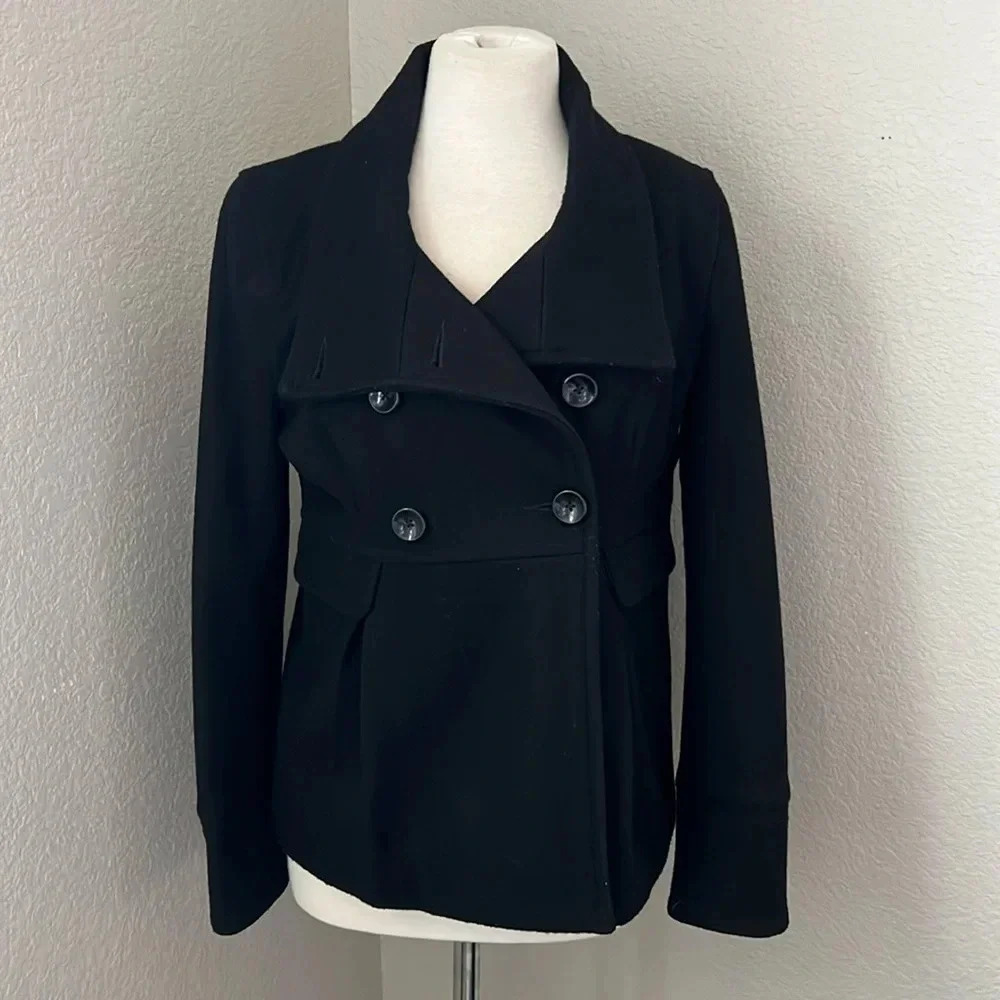 OLD NAVY black wool blend button front coat